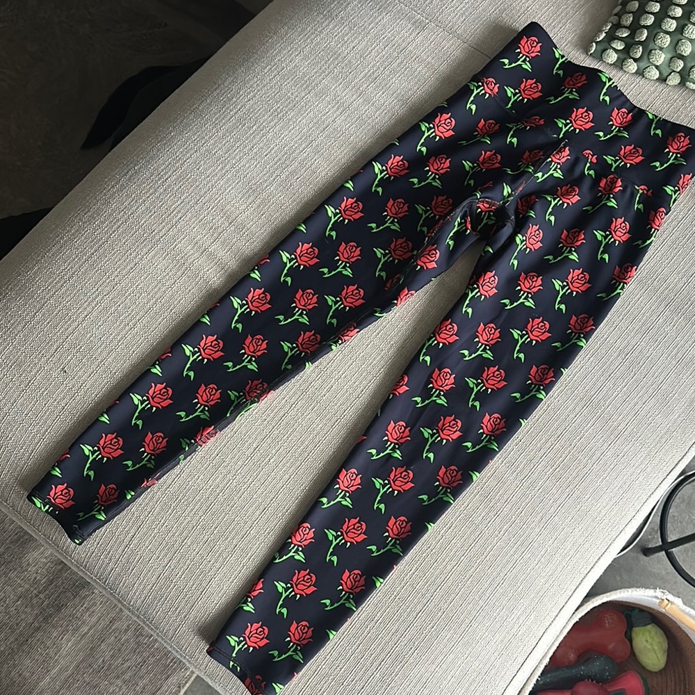 Floral Black Leggings